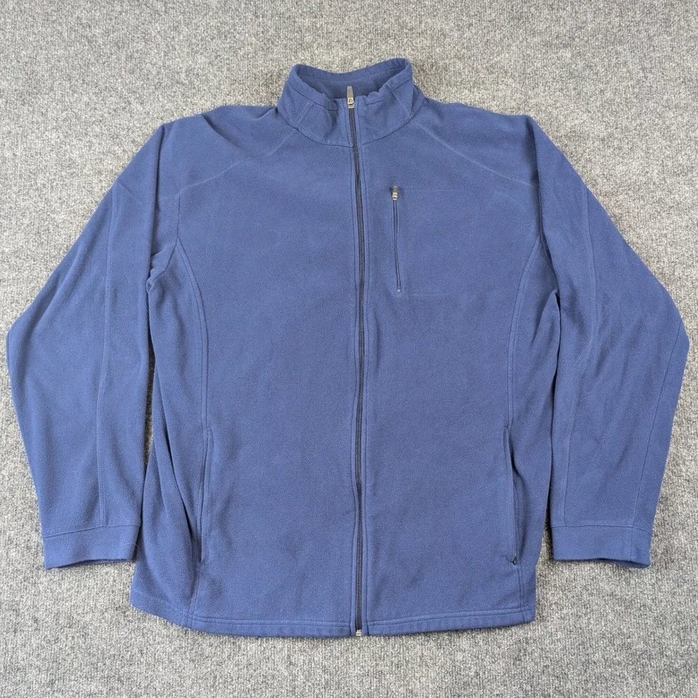 LL Bean Mens XL Tall Blue Full Zip Fleece Jacket Midweight Mock Neck DNF3
